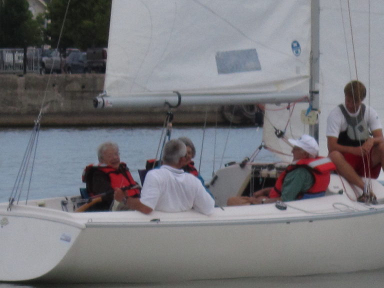 Lou and Dolores along with new friends on a sailboat