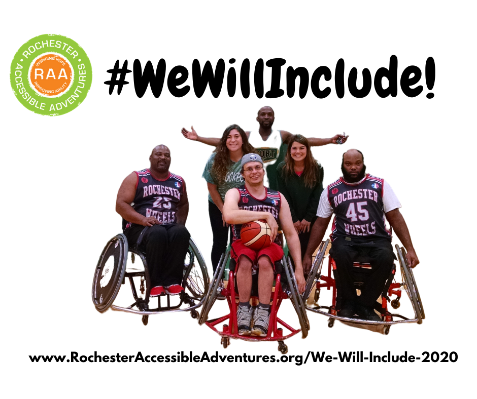 Group of basketball athletes, some seated in wheelchairs, some standing