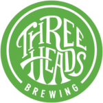 Three Heads Brewing logo, green circle with white lettering