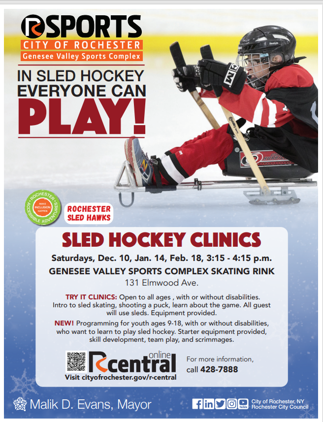 Flyer with Sled Hockey Clinic information