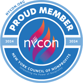 "Proudn Member 2024 NYCON, NY Council of Nonprofits" blue circle logo