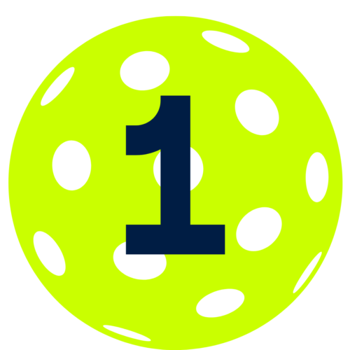 Neon pickleball with a dark "1" in the center