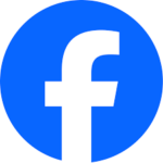 Facebook logo, white "f" in center of blue circle