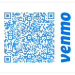 A blue qr code pattern with the word "venmo" beside it