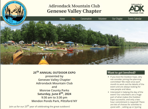 Screenshot of ADK-GVC website with info on the 25th Annual Outdoor Expo on June 8th.