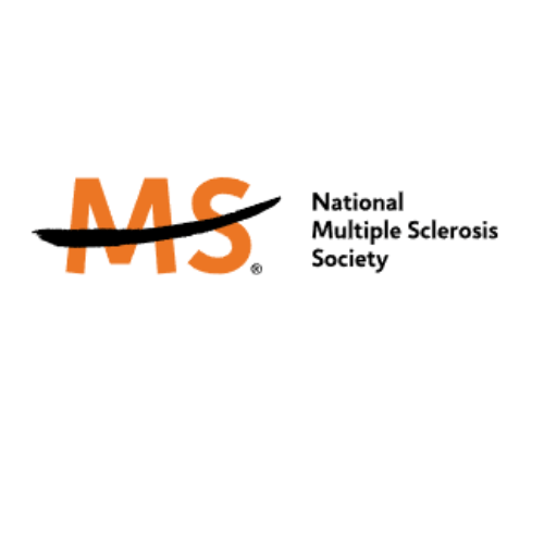 Orange and black logo, "MS" with a swoosh through it and "National Multiple Sclerosis Society" beside it