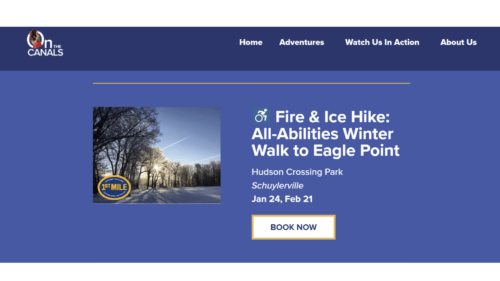 An On the Canals webpage for the Fire and Ice Hike: All Abilities Winter Walk to Eagle Point