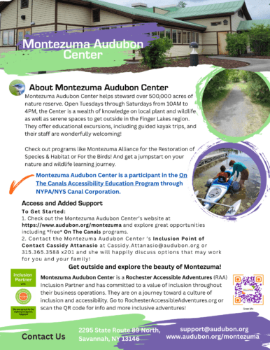 Flyer for Montezuma Audubon Center and their work to bring people with disabilities to the outdoors