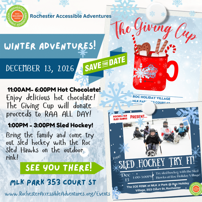 A flyer with info on RAA at Roc Holiday Village Dec 13 2026